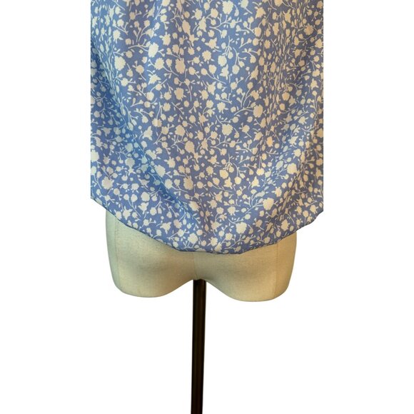Sienna Sky Medium Blue & White Floral Ruffle Sleeveless Blouse Dainty - Picture 10 of 13